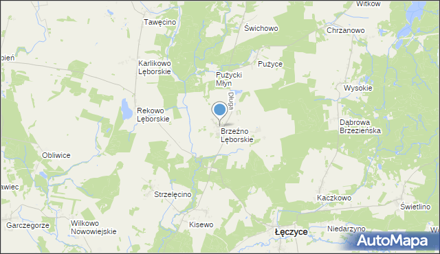 mapa Brzeźno Lęborskie, Brzeźno Lęborskie na mapie Targeo